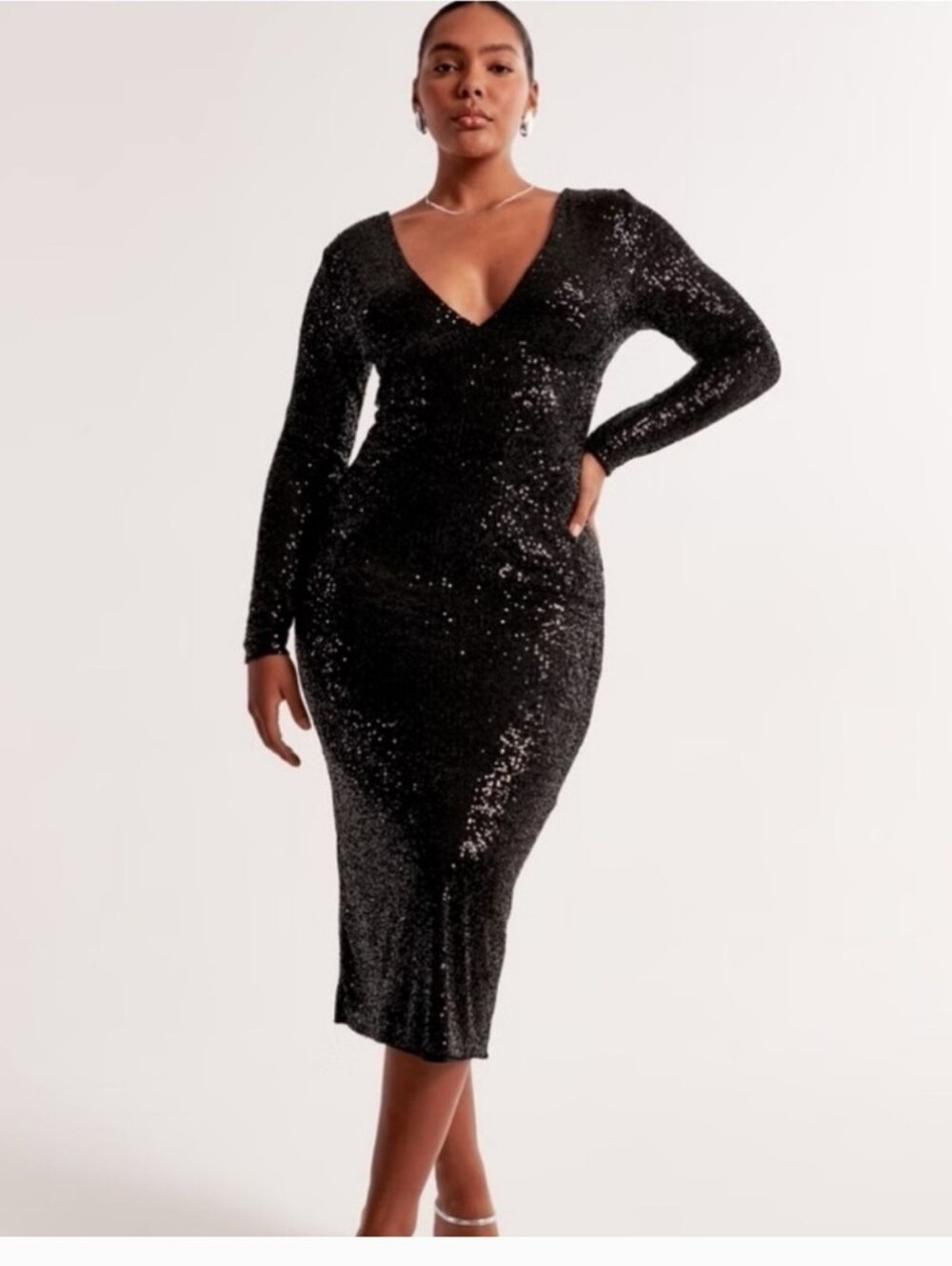 Abercrombie & Fitch Black Sequin Long Sleeve Dress
